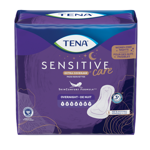 Pads Sensitive Care Extra Coverage Overnight Tena