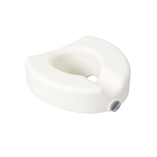 White Raised Toilet seat for regular/elongated toilet with locking mechanism for safety