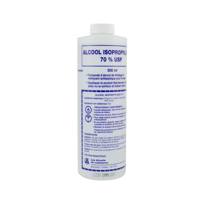 Isoropyl Alcohol 70% 500mL bottle in white background