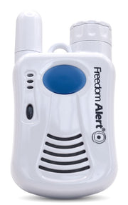 White and blue electronic device with 'Freedom Alert' branding on a white background 