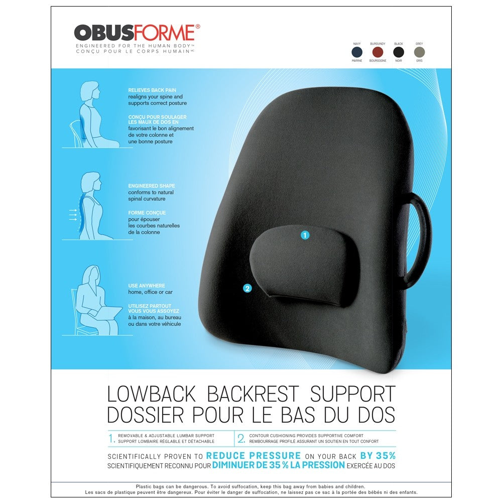  ObusForme Ultraforme Universal Backrest, Relief for Lower Back  Muscles and Lumbar Discs